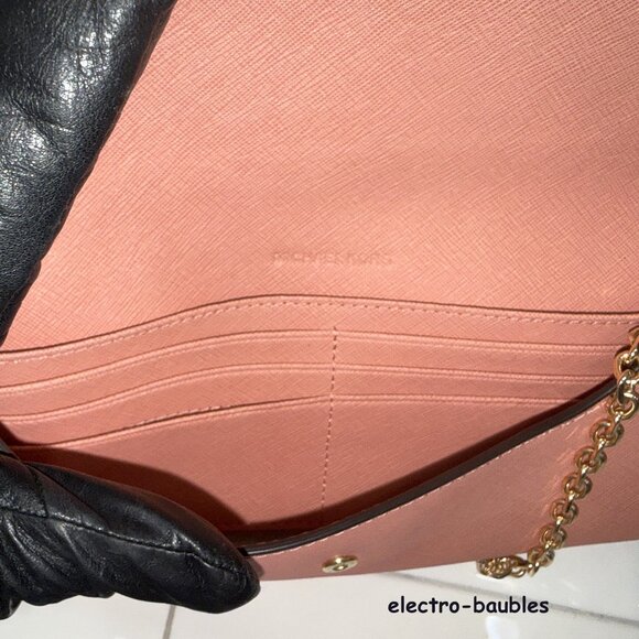 Michael Kors Jet Set Travel Large Saffiano Leather Zip Wallet / Wristlet Pink - Picture 9 of 13